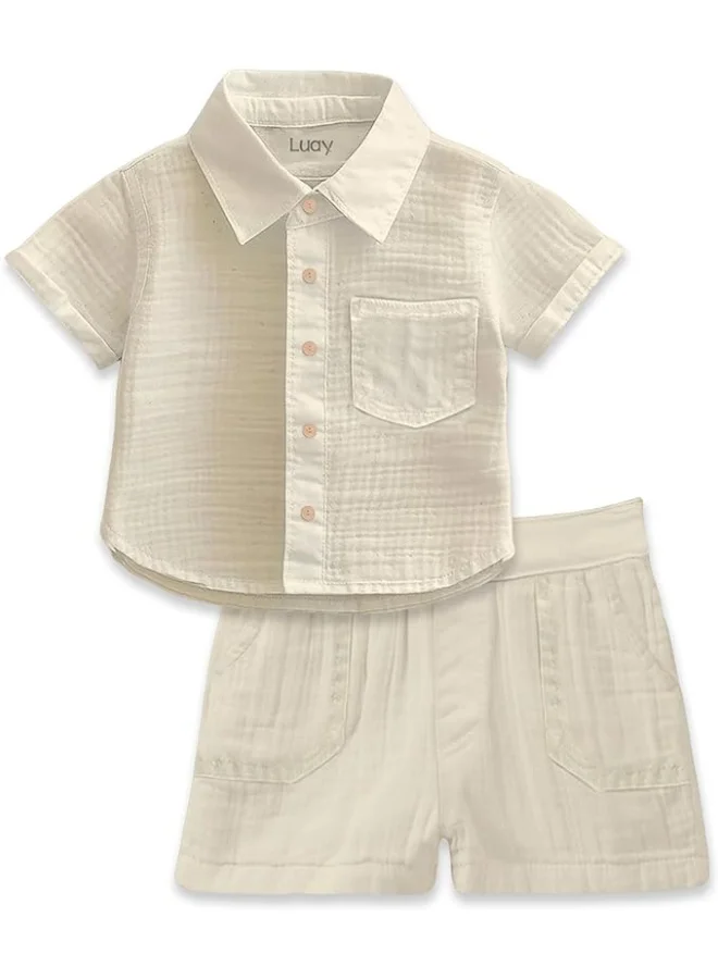 LUAY Luay®  Linen Shirt & Short for Kids | Elegant & Comfortable Summer Wear | Stylish Short-Sleeve Shirt & Comfy Shorts